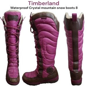 Timberland crystal mountain snow boots faux Sherling  nylon leather lace-up boot
